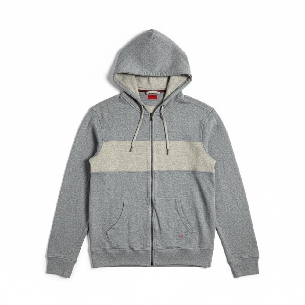 Isaia Napoli gray color block mens hoodie sweatshirt size XXL doubleface jersey